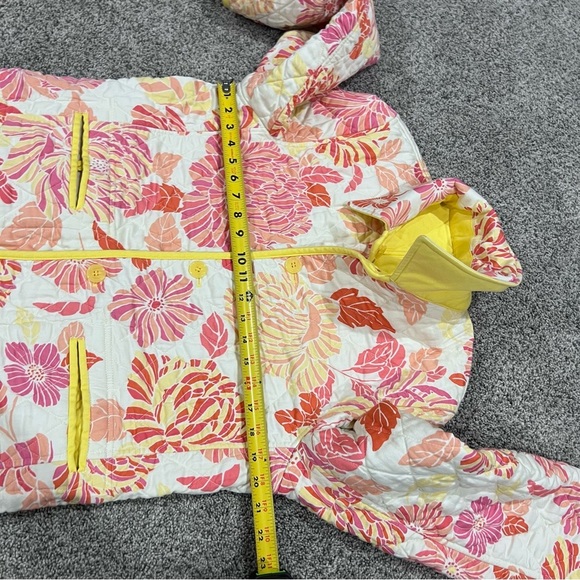 Talbots Reversible Quilted Blazer Jacket Yellow Pink Cotton Floral Women’s L - Picture 5 of 11